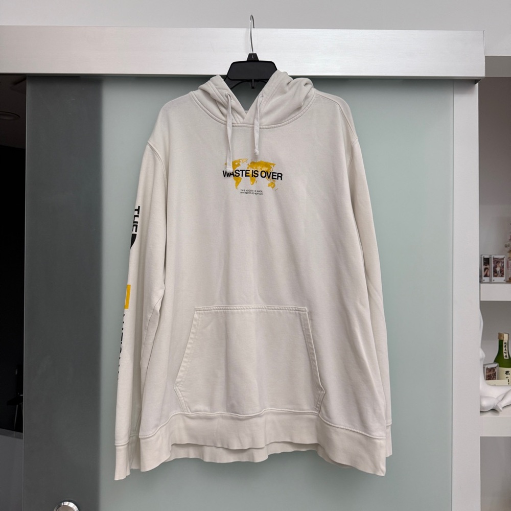 The North Face White Hoodie with Yellow Accents